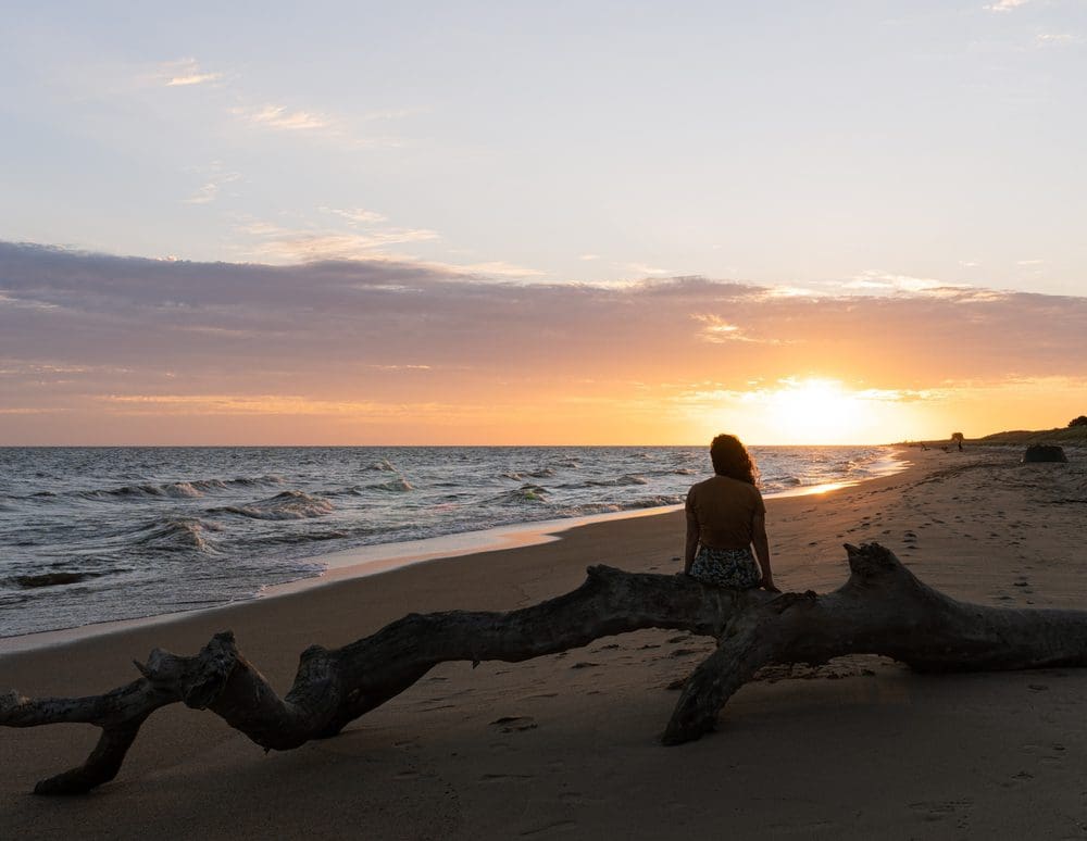 Sonnenuntergang in Südamerika Rio de la Plata Uruguay Sonne Sommer Strand
